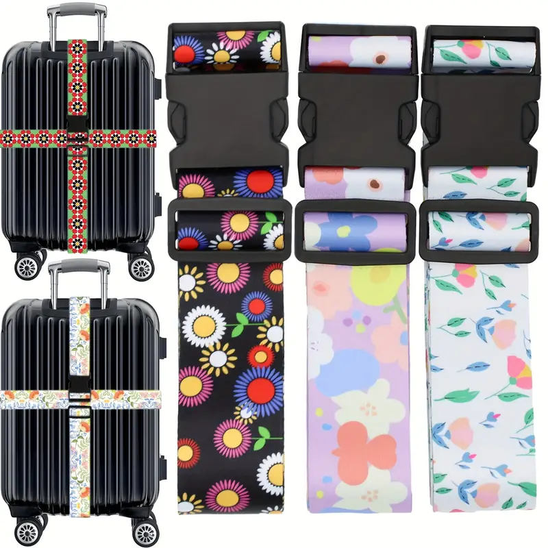 Flowers Luggage Straps Adjustable Luggage Travel - Temu