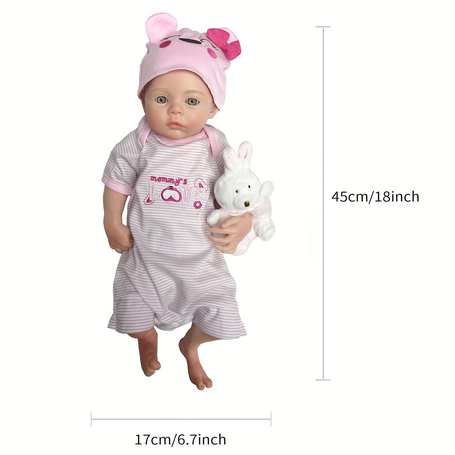 16.93inch Whole Body Solid Silicone Bebe Reborn Girl With Artist Oil  Painted Skin Soft Platinum Silicone Reborn Baby Doll Can Bath Reborn Doll  Toy For