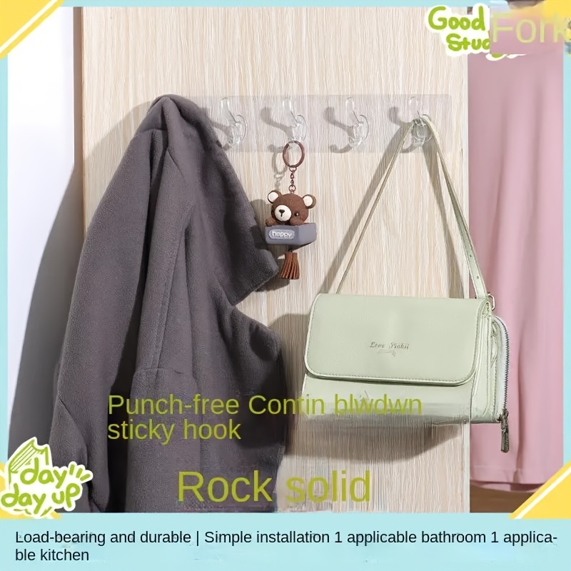 Self Adhesive Wall Hook Strong Punch Free Coat Bag Hook - Temu