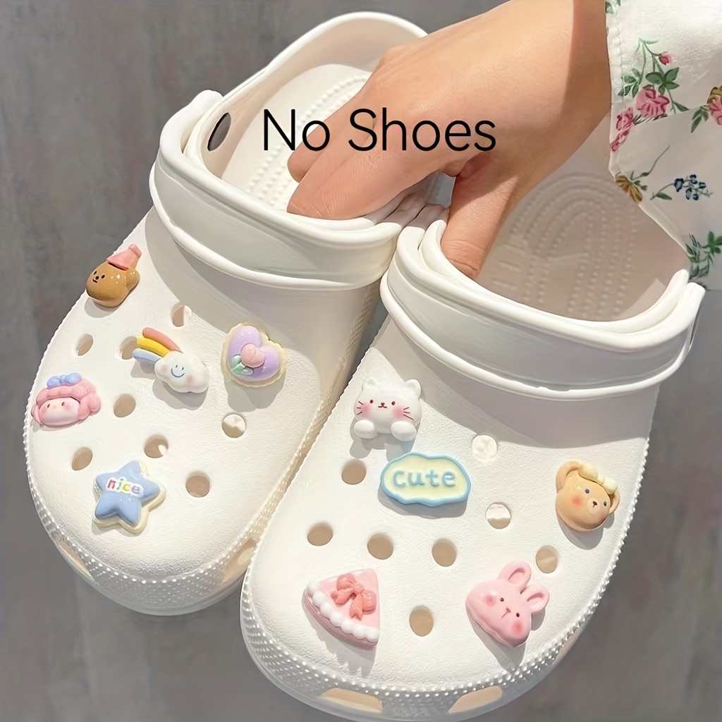 10pcs/set 3D Shoe Charms Set, Cute Transparent Resin Bear Cloud Shoes  Charms, Diy Kids Sandals Decorative Buckle Gifts, Women Slippers For Crocs  Charm