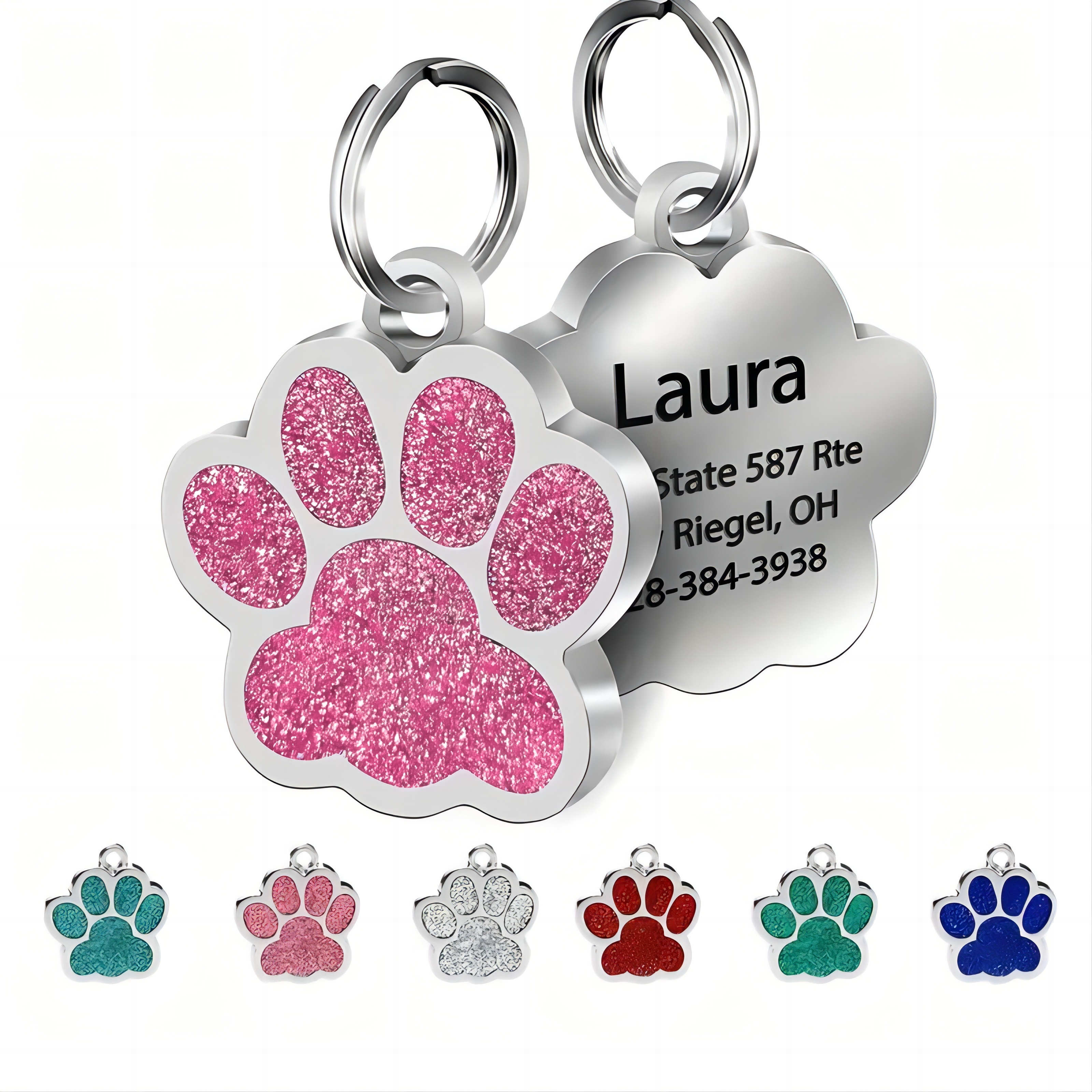 

Paw Print Custom Pet Id Tag Stainless Steel Dog Tag Personalized Dog Name Tag