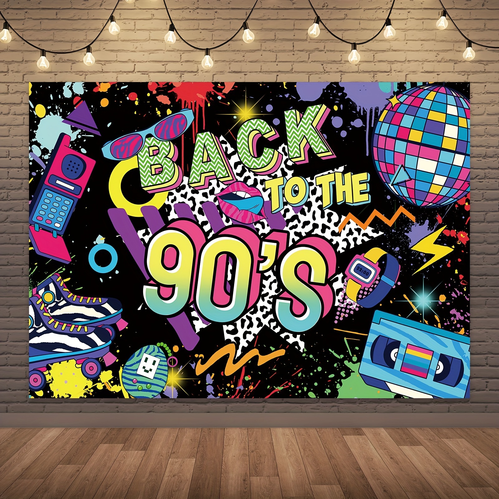 7wx5hft 90s Disco Backdrop Neon Vintage Colorful Shining - Temu