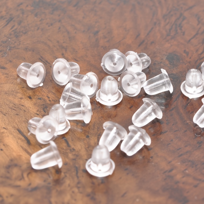 200pcs 5mm Silicone Rubber Soft Clear Small Earing Backings Clear Plastic  Earring Posts Secure Pierced Back Studs Stopper 
