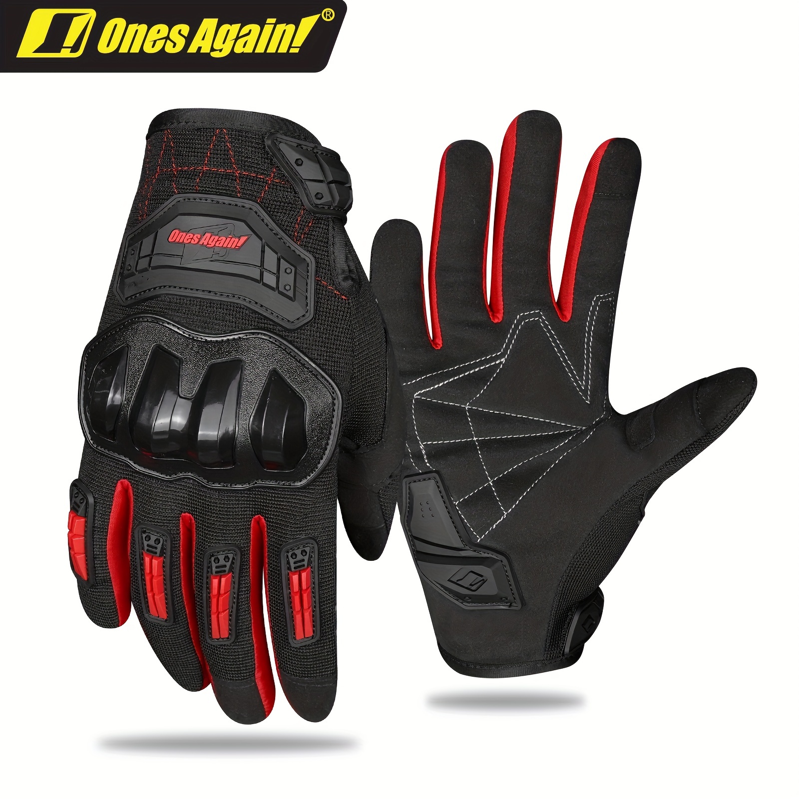 Guantes de cuero para motocicleta, protector de nudillos, ventilación de  dedos, guantes de moto para pantalla táctil (L)