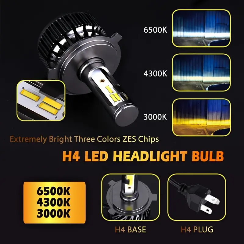 Sanse H4 Lampada LED Per Auto 3000K 4300K 6500K Lampadina - Temu Italy