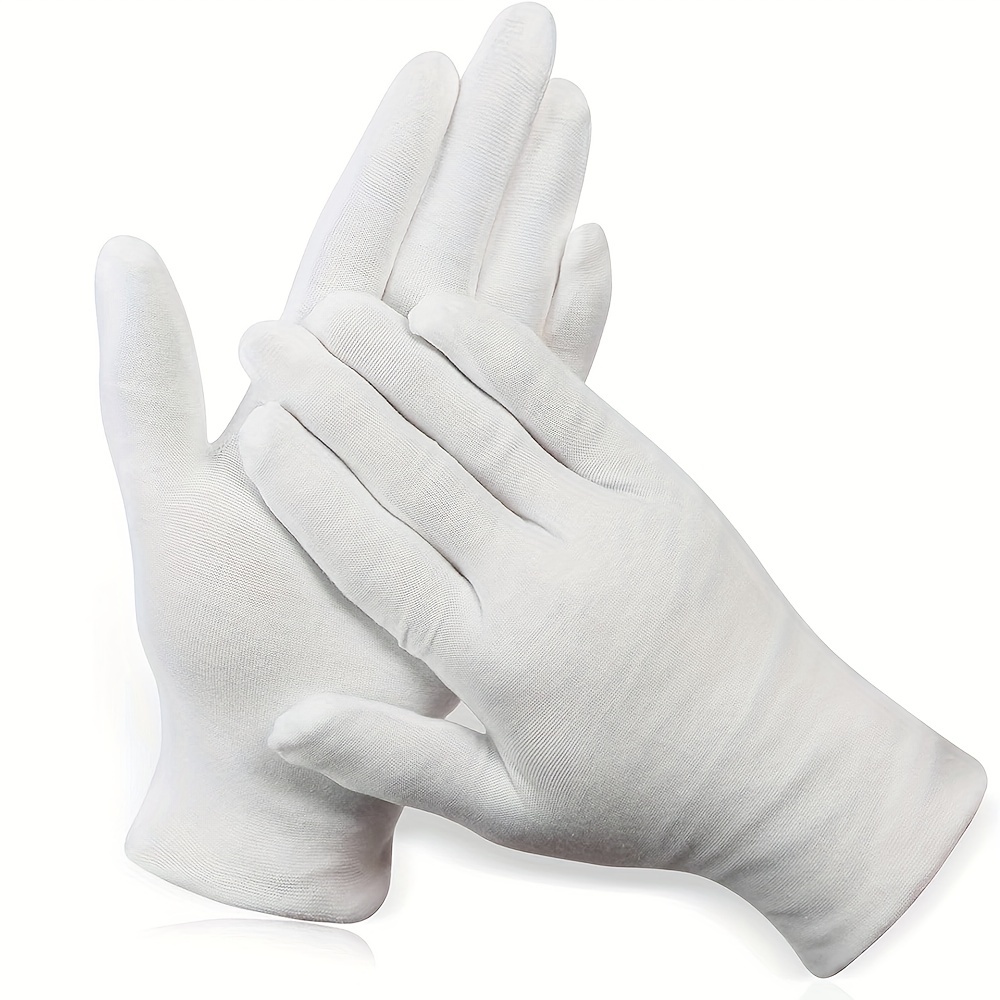 

12 Pairs, White Cotton Gloves, Large Cloth Gloves For Women