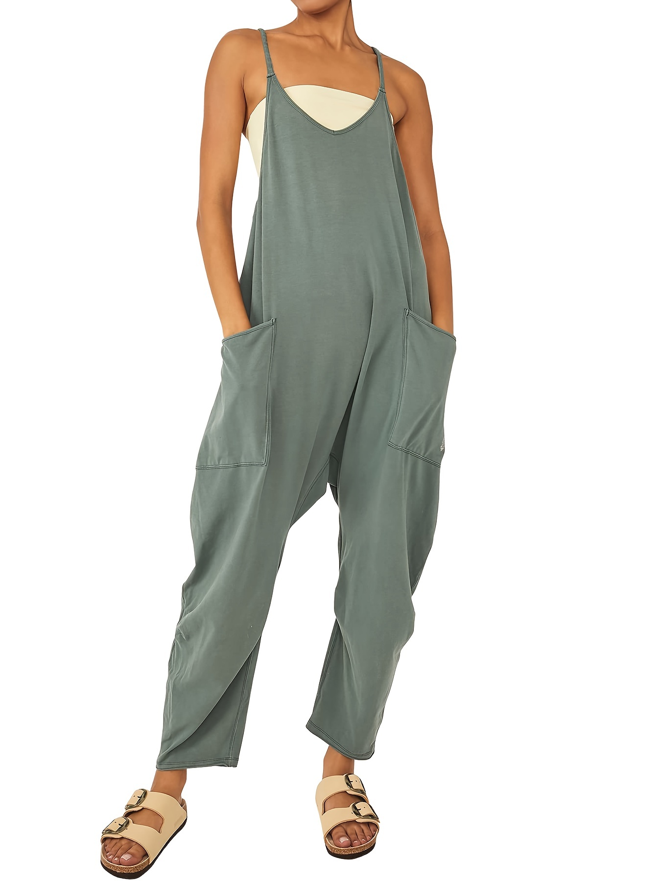 sleeveless pocket jumpsuit