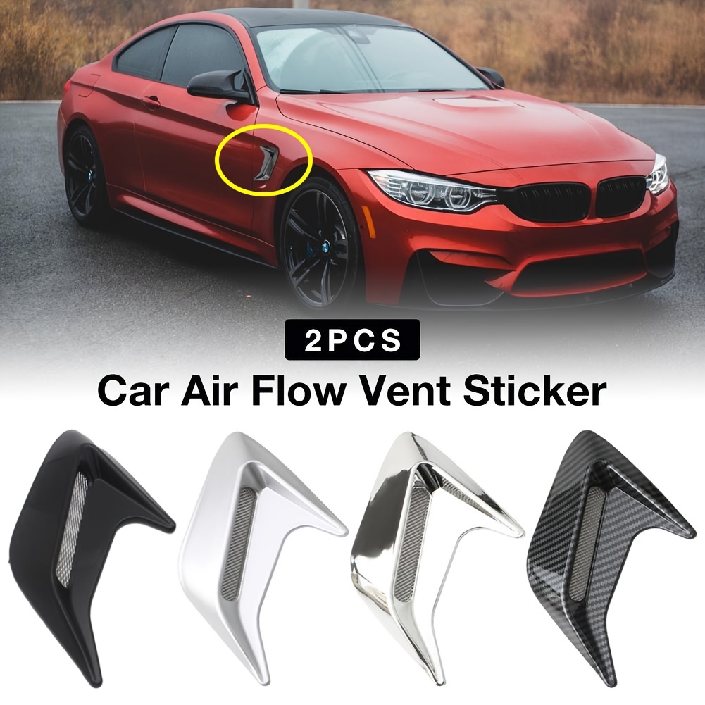2pcs Side Air Intake Flow Vent Cover Car Exterior Decoration Hood Sticker