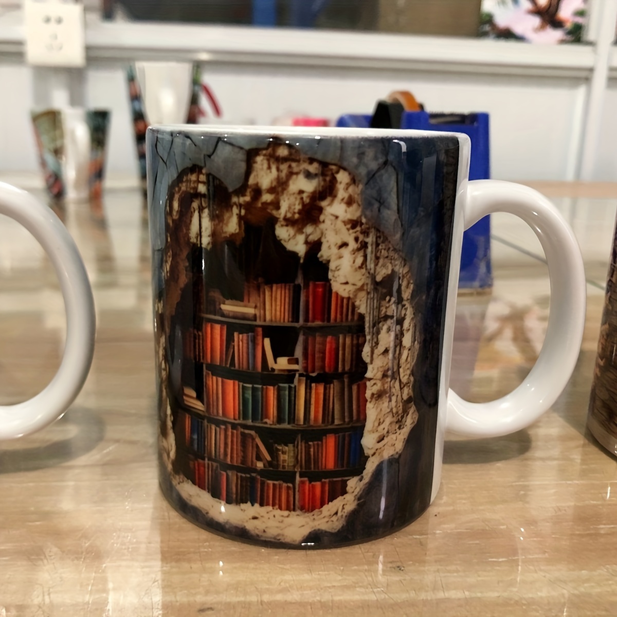 3d Bookshelf Mug A Library Shelf Cup Library Bookshelf - Temu