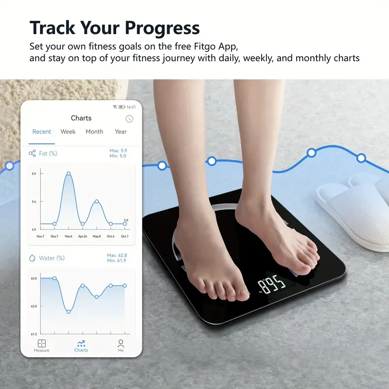 Smart Body Fat Scale With App - Monitors Bmi, Body Fat, Visceral