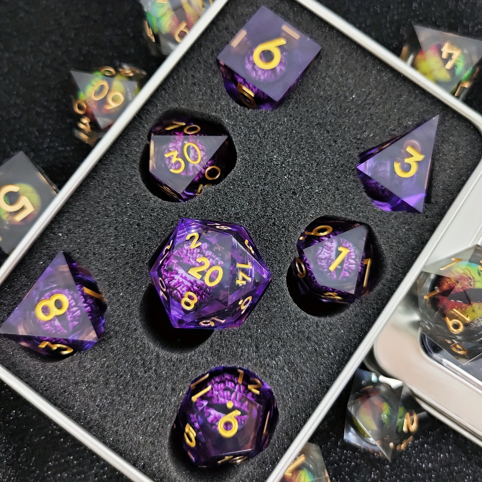 FOYTOKI 7 Peças Dados Luminosos Dragões Rpg Dados Multifacetado