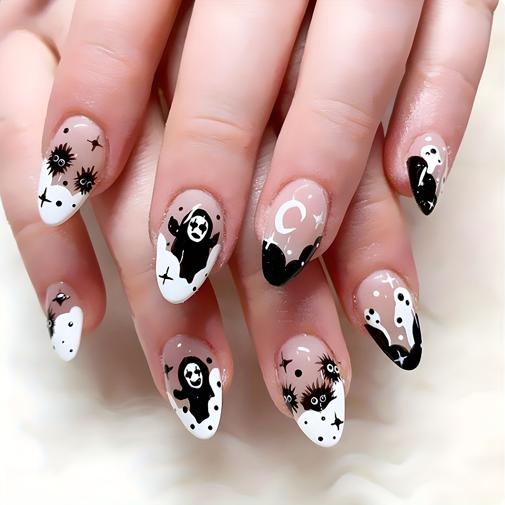 Exquisite Halloween Press On Nails With Scary Skull, Ghost, And