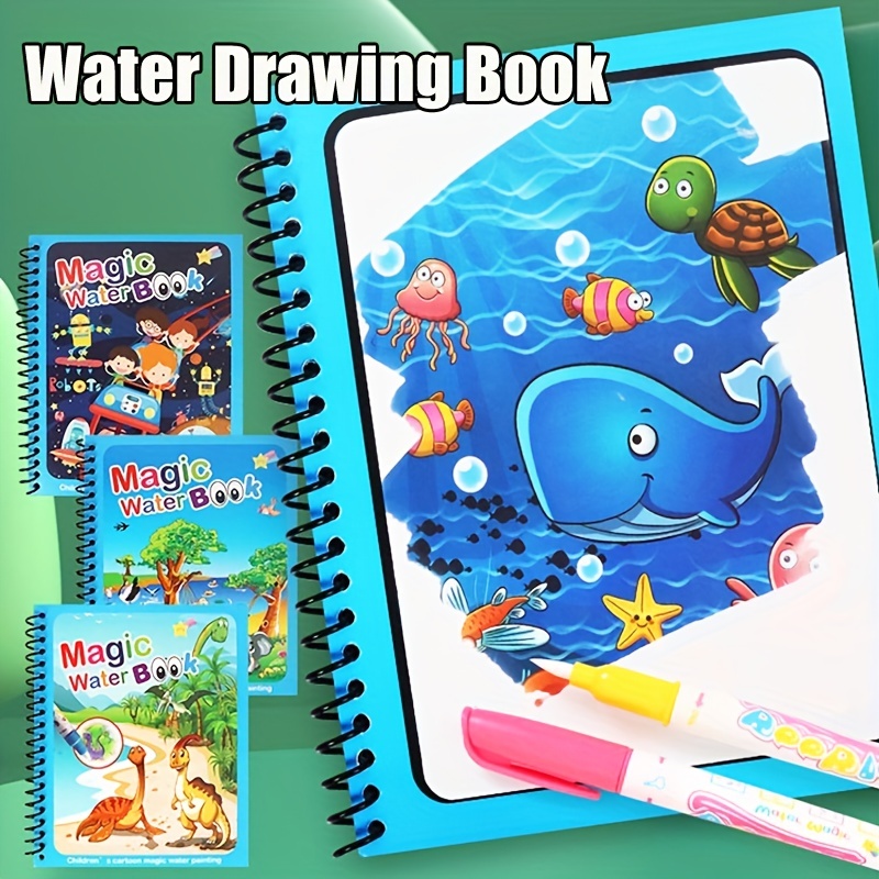 Livre de Coloriage 6 Pièces peinture magique a L'eau à Enfant Magic Water  Book Réutilisable Avec Stylo Doodle Planche Livres D'eau Griffonner Jouets
