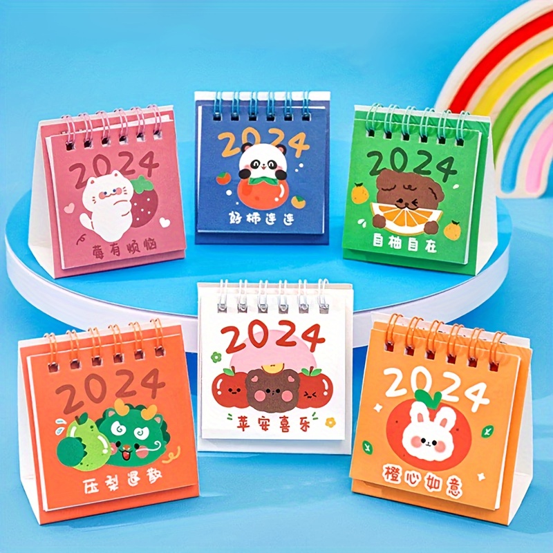 2024 Calendrier De Bureau Mini cartoon Petit Calendrier De - Temu