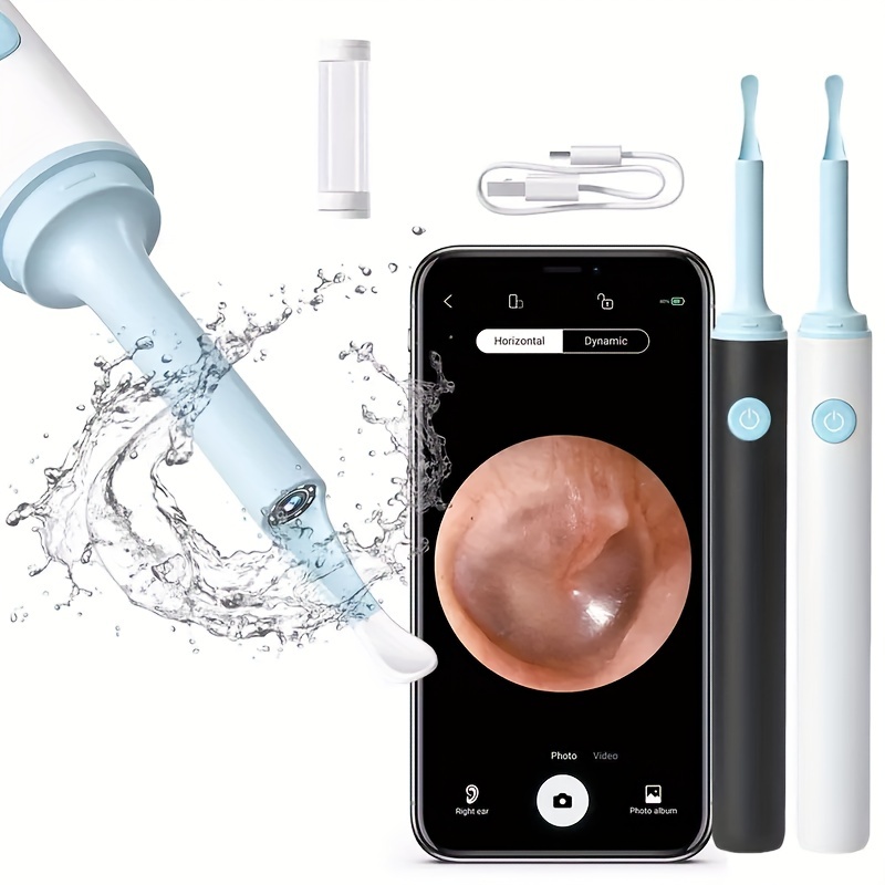 Enlèvement de cire d'oreille Nettoyeur d'oreille avec caméra Portable USB  Charge sans fil Smart Visual Ear Cleaner Otoscope Outil d'enlèvement de  cire