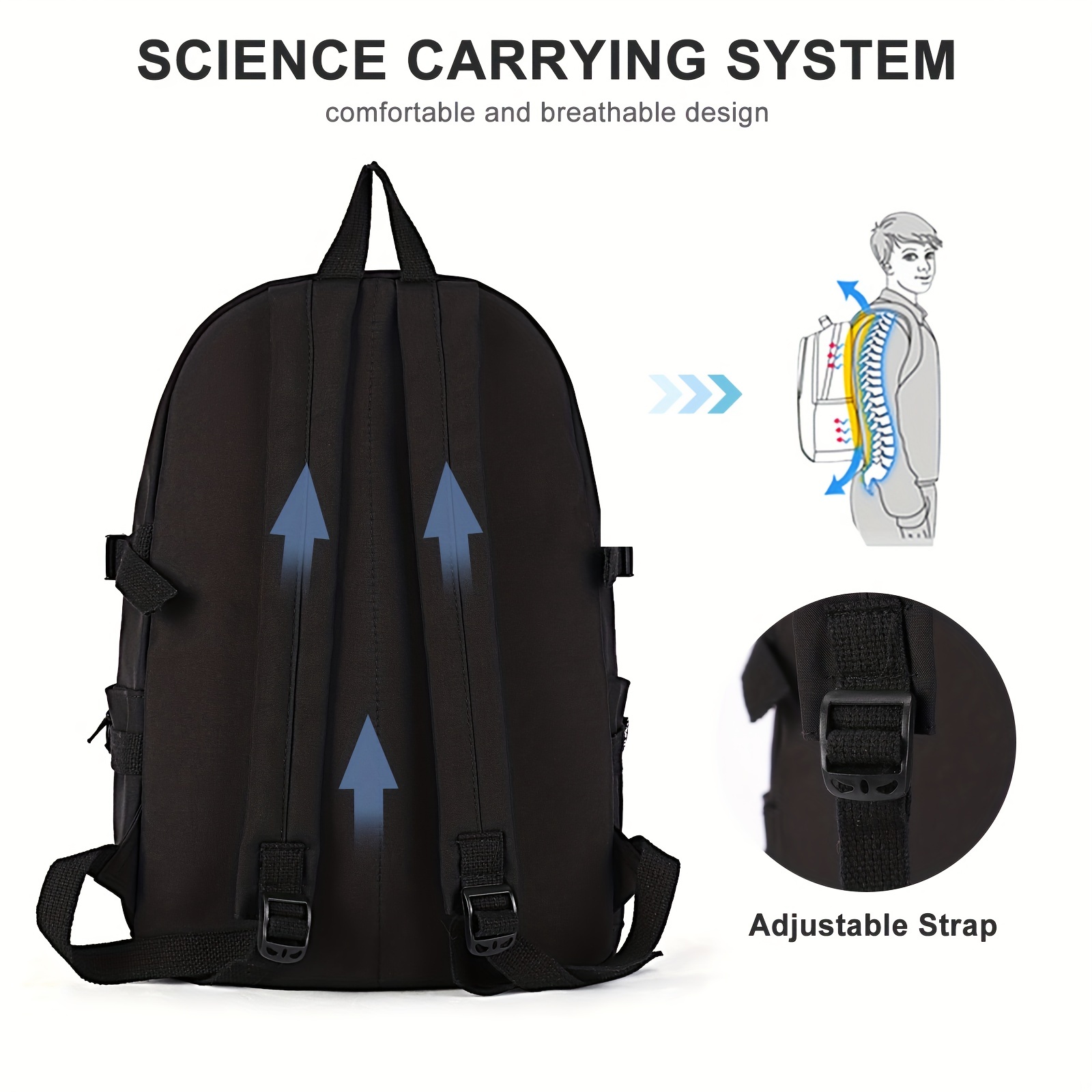 Large Capacity Preppy Backpack Heavy Duty Back To School Daypack