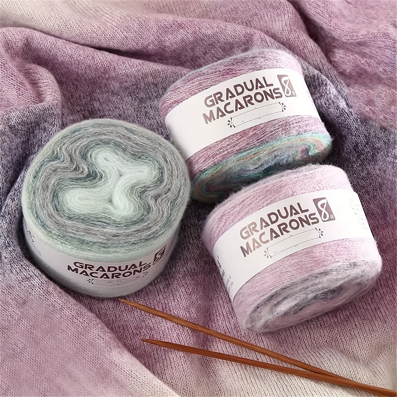 Popular Multi Color Soft Mohair Fiber Long Angora Wool Hand Knitting Yarn  Roving for Weave Scarves (Khaki)
