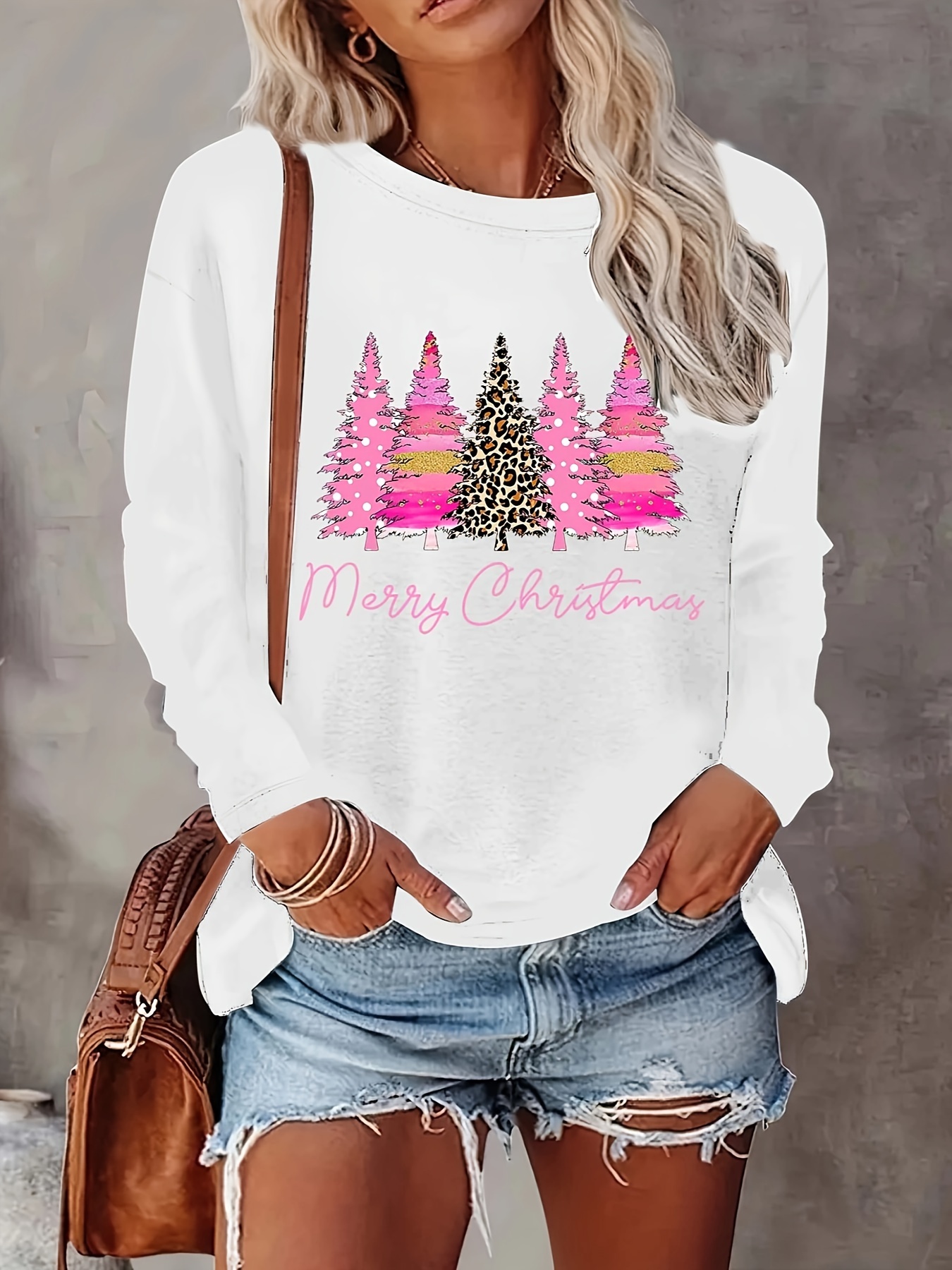 Casual Soft Christmas Print Lounge Wear Long Sleeve Tops - Temu Canada