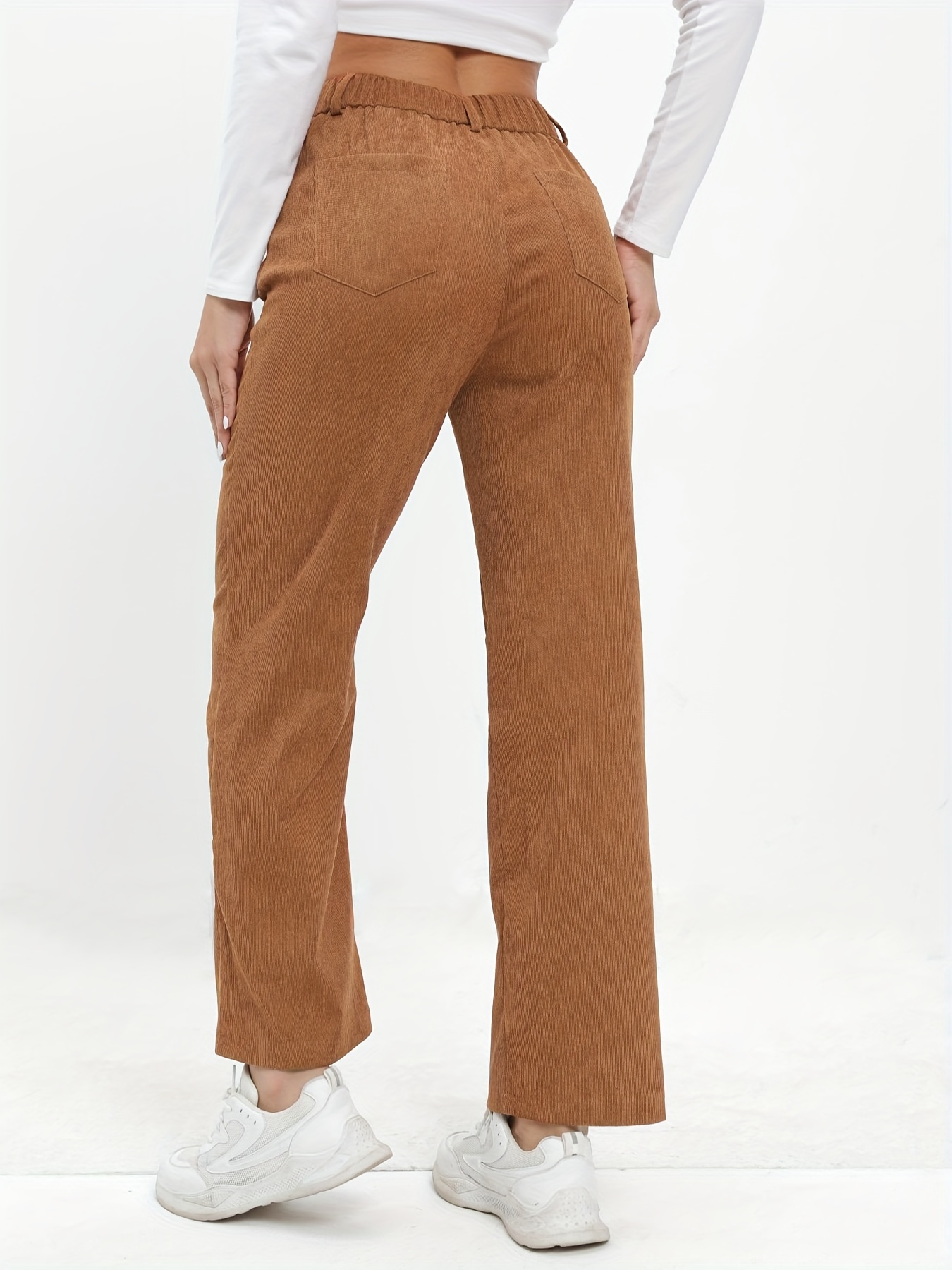 Light Brown Pants - Straight Leg Pants - High-Rise Trouser Pants