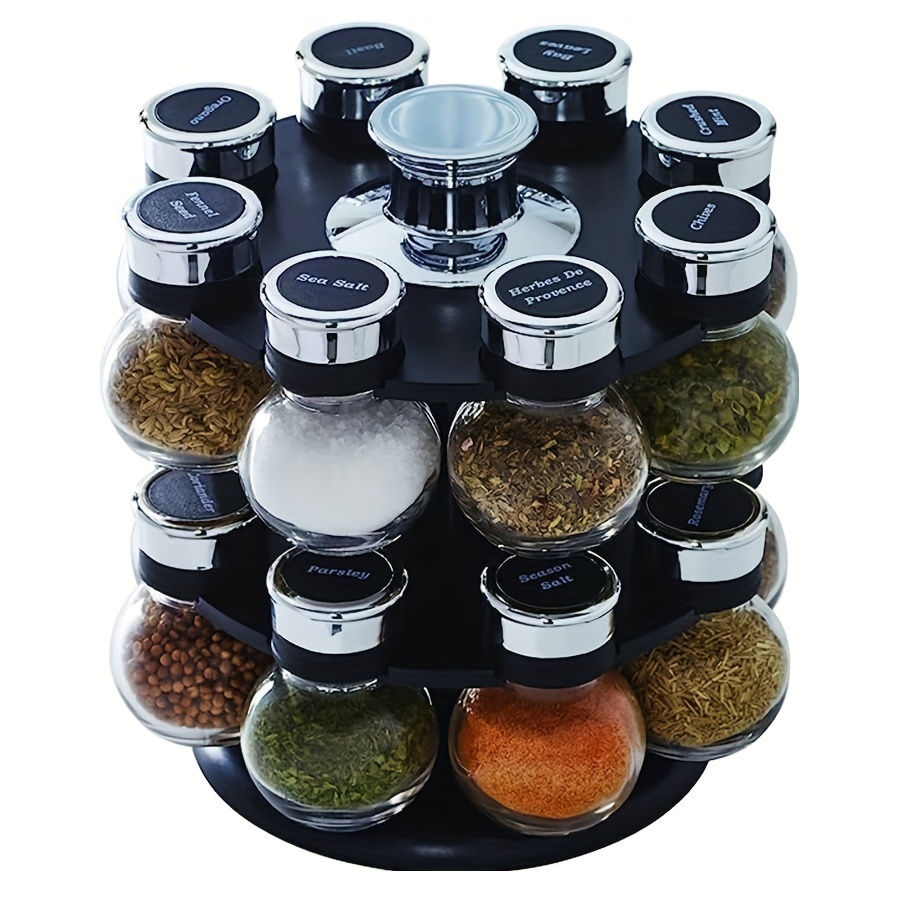 16-Jar Revolving Chrome Wire Spice Rack Spices and Jars Included Kitchen  Cook