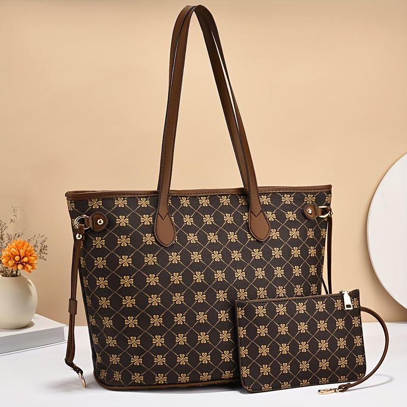 Large Capacity Patterned Tote Bag With Coin Purse