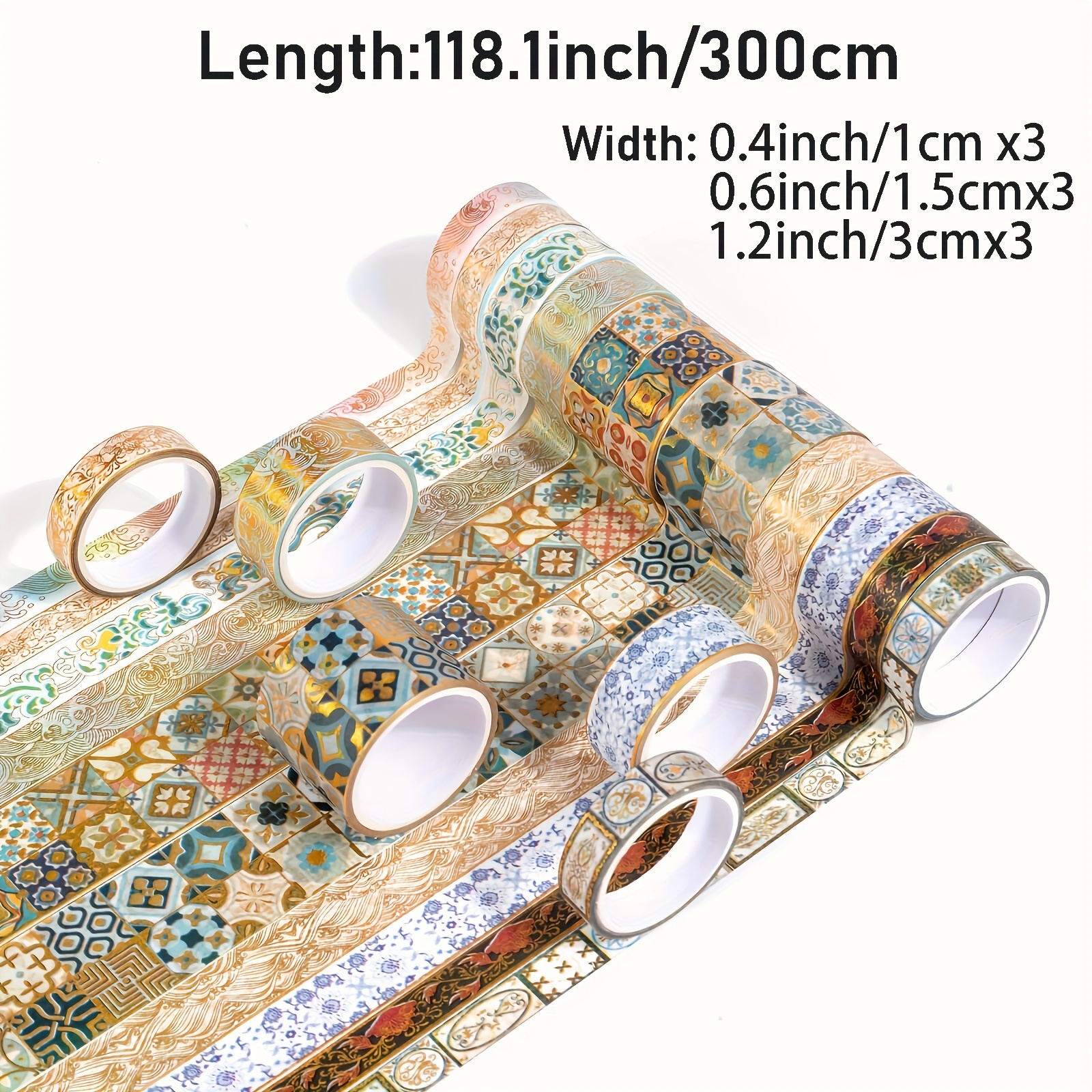 10pcs Golden Vintage Washi Tape, Golden Foil Washi Tape Set, Decorative  Masking Tape For Gift Wrapping