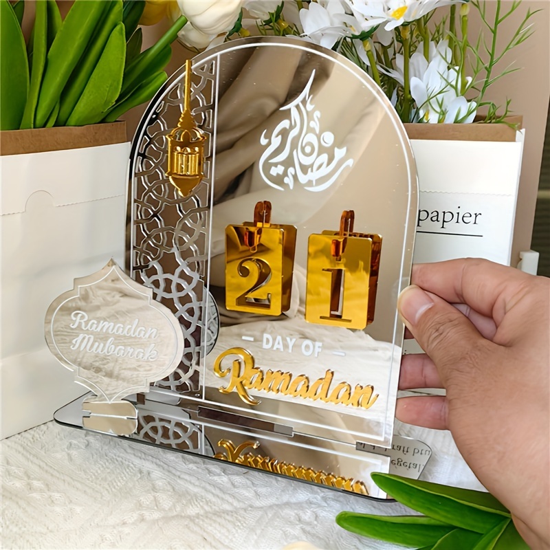 1pc acrylic ramadan countdown calendar gifts day of ramadan calendar with base replacing numbers ramadan mubarak islam advent day home decor room decor holiday decor details 3