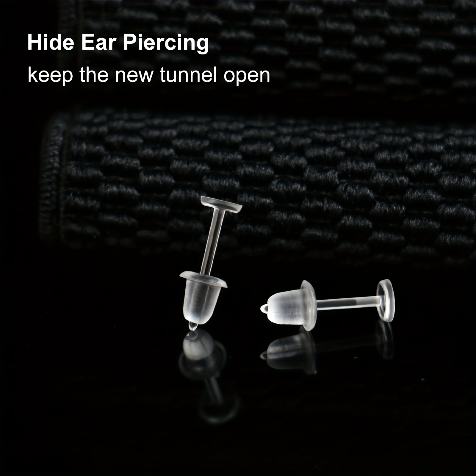 Clear Earrings,3mm Plastic Earrings for Sensitive Ears,Clear Earrings for Sports/Work,Invisible Earrings Clear Stud Earrings 100 Pairs Earring Backs