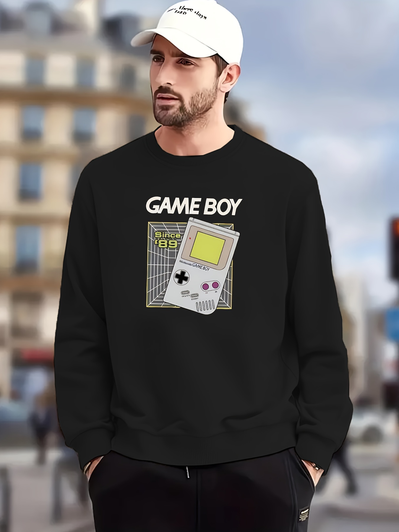 Game Boy Print Sweatshirt Men Casual Long Sleeve Top Men s Temu