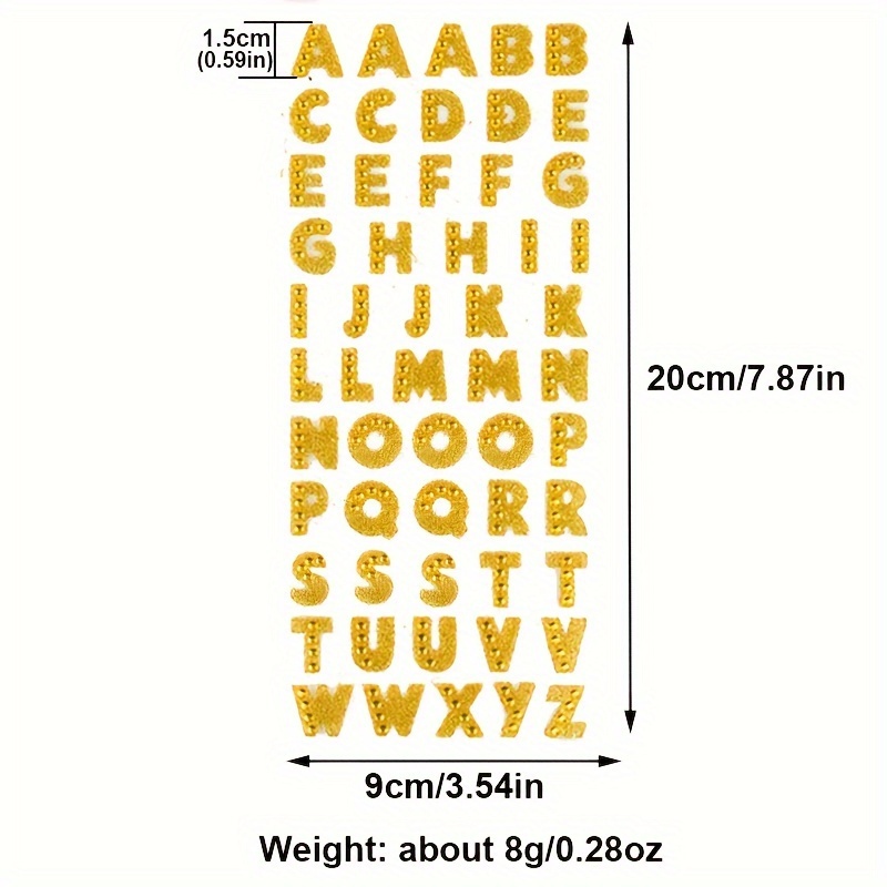 LETERS Glitter BIG Alphabet Letter Stickers Self Adhesive DIY A4