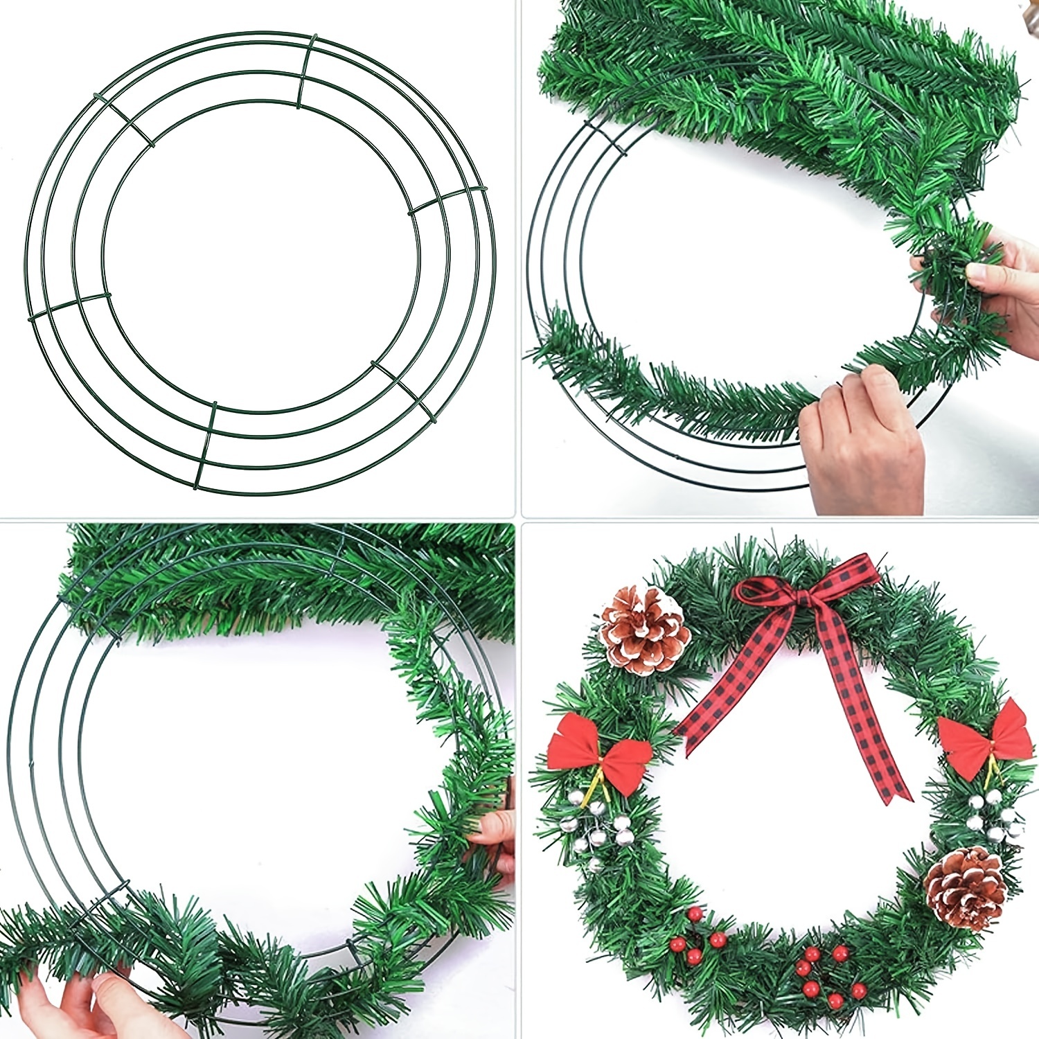 Muczore 4 Packs Wreath Frame Green Round DIY Wreath,Wire Wreath Frame Making Ring DIY Macrame Floral Crafts Wreath Form Christmas Decoration Door