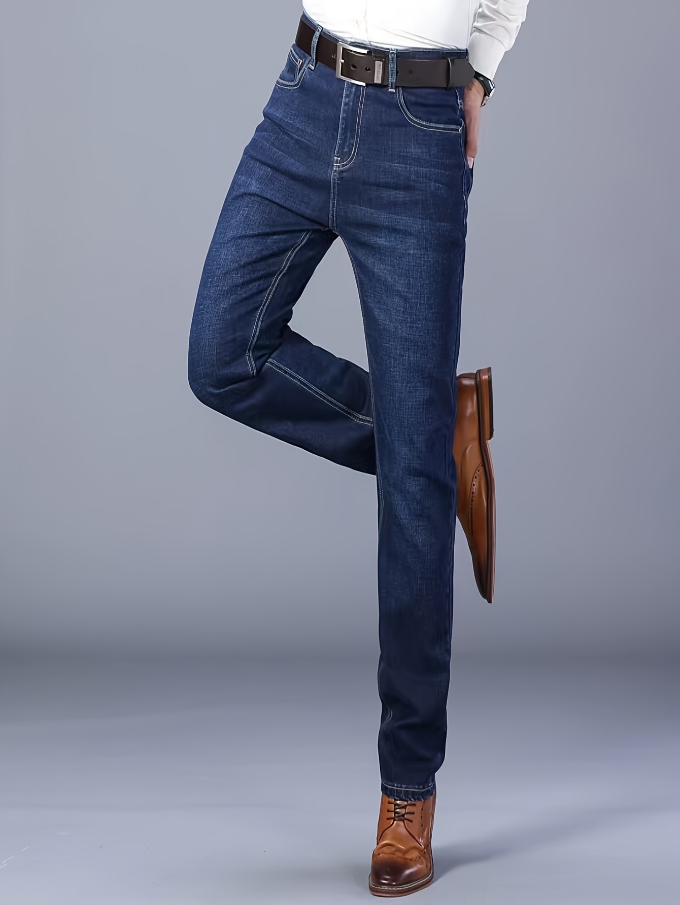 Men's Semi formal Jeans Chic Classic Design Denim Pants - Temu