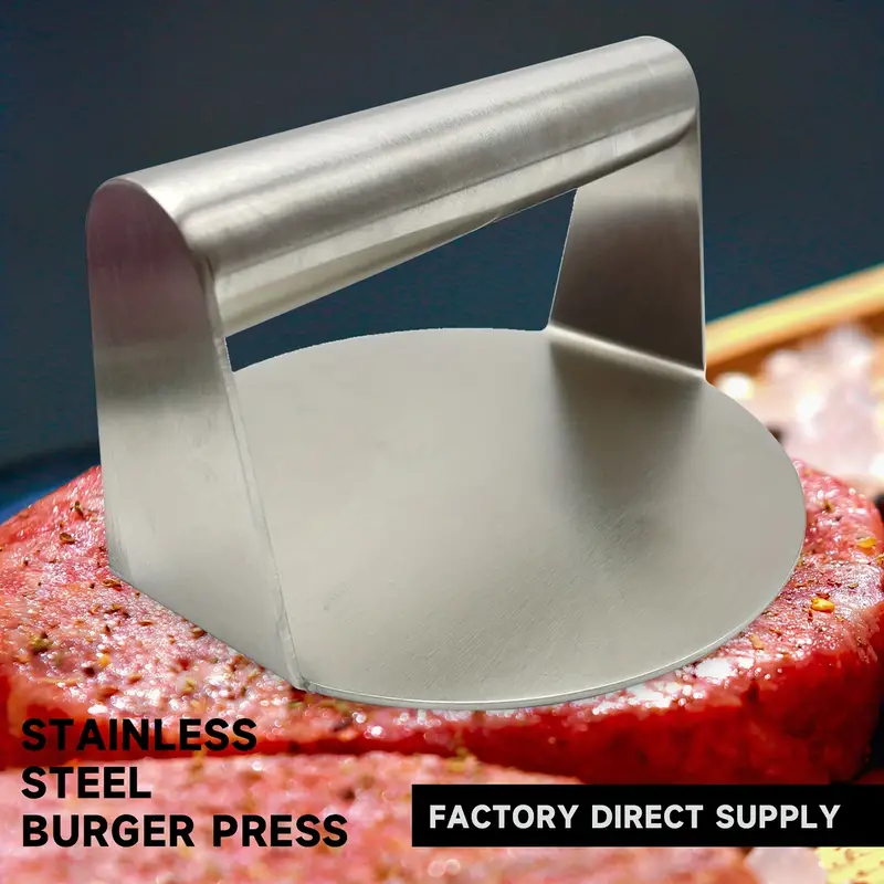 Hamburger Press, Heavy Duty Burger Press With Heat Resistant Handle,  Tainless Steel Grill Press, Bacon Press, Sandwich Press, Round Burger  Smasher For Griddle, Meat Press, Bbq Grilling Accessorie, Kitchen  Accessaries, Tools On