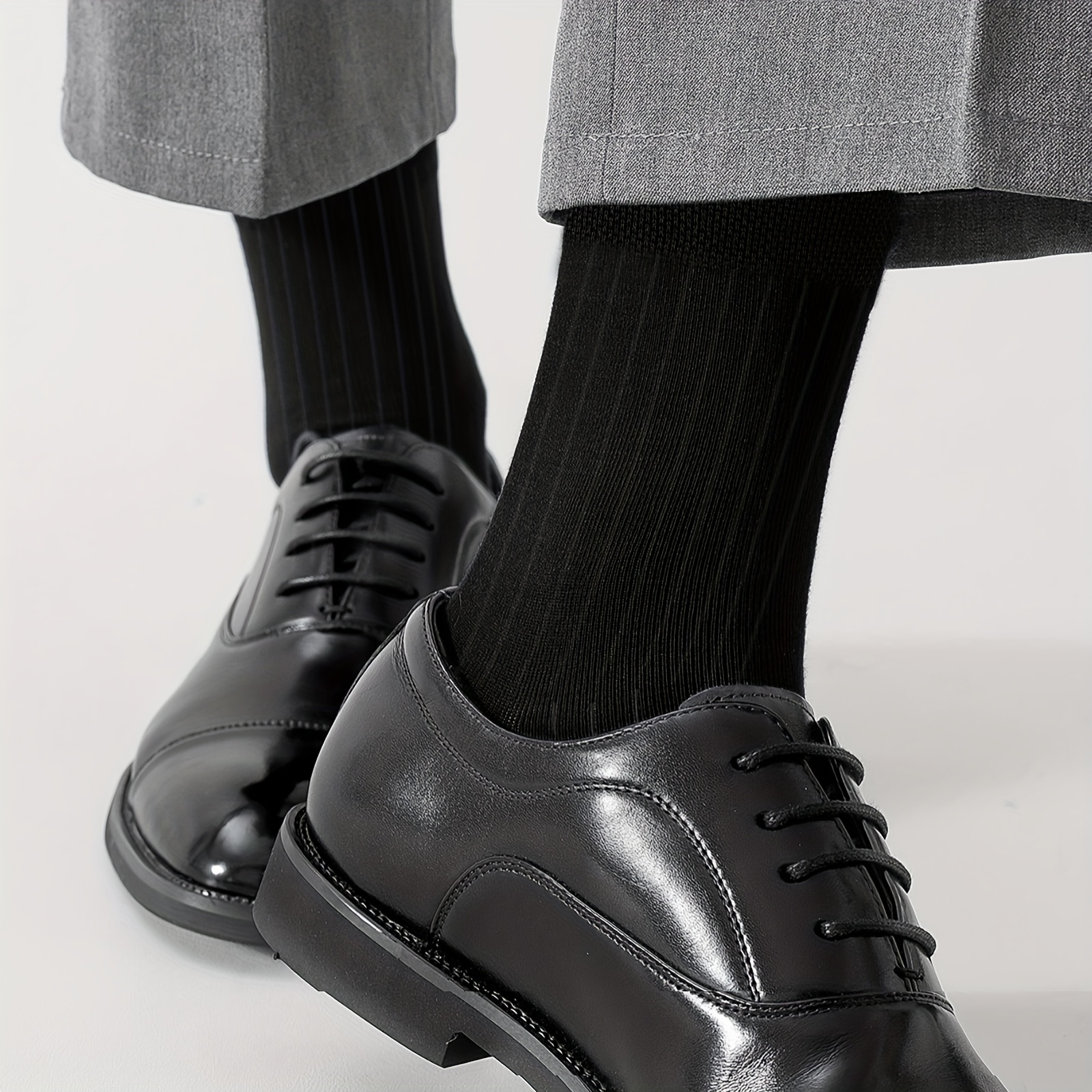Hugh Ugoli Calcetines de vestir de algodón para hombre, colores lisos,  ajuste regular, cuello redondo, calcetines casuales, talla de zapato 6 a 15
