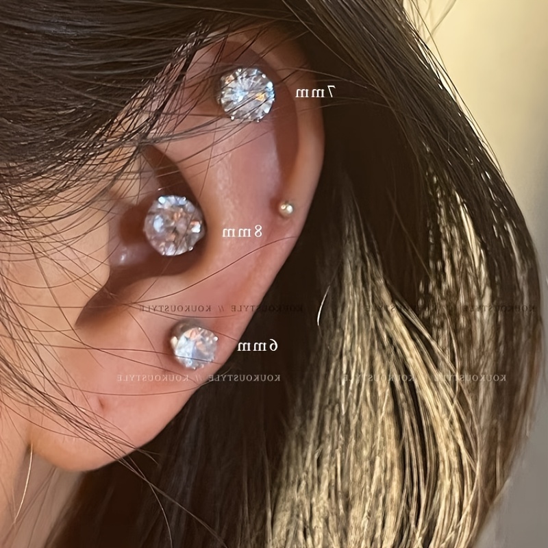 6mm Round Clear Crystal Magnetic Earring, In stock!
