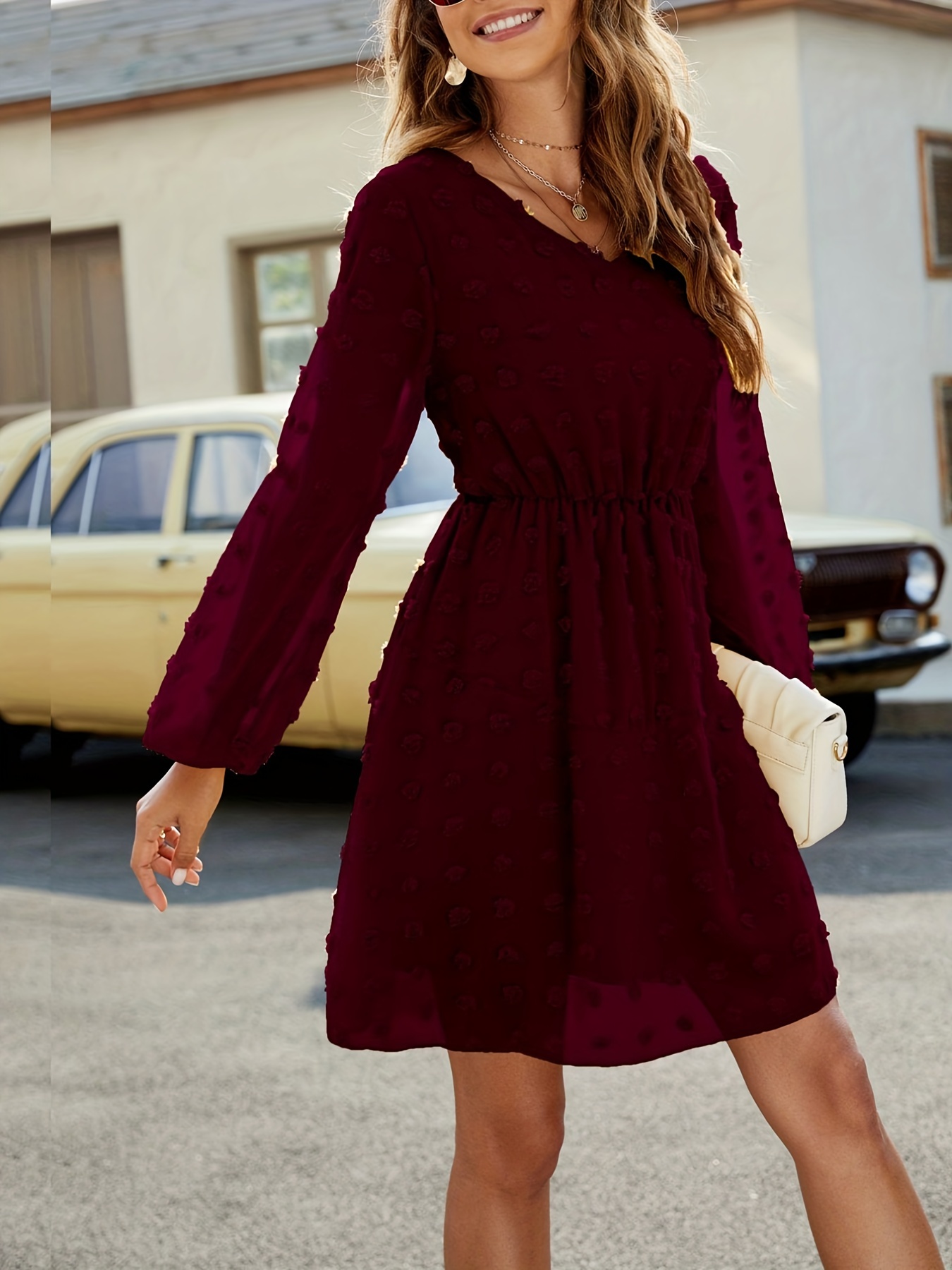 Burgundy clearance casual dress