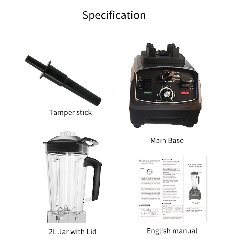 Electric Juice Blender Smoothie Maker Ice Crusher Multi-Function Kitchen  Mixer Commercial Grade Blender Mixer Heavy Duty High Power 2L 1500W (A)