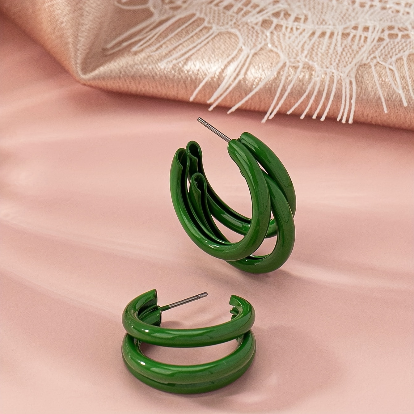 Green resin clearance hoop earrings