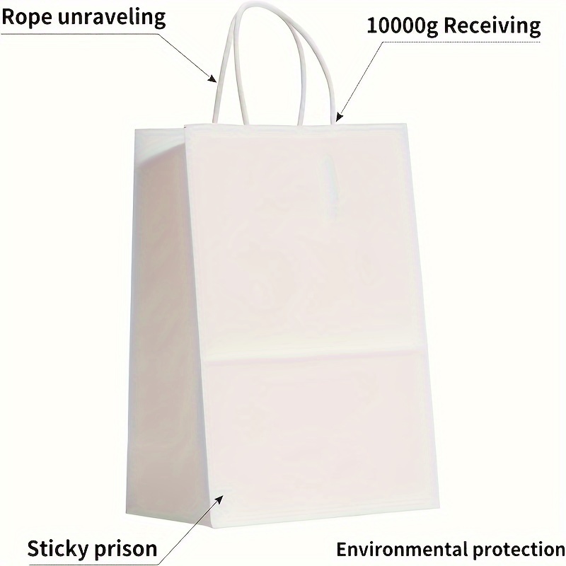 Medium White Kraft Paper Bags With Handles Bulk Gift Bags - Temu