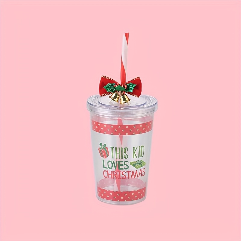 Christmas Tumbler With Lid And Straw Double Walled Plastic - Temu