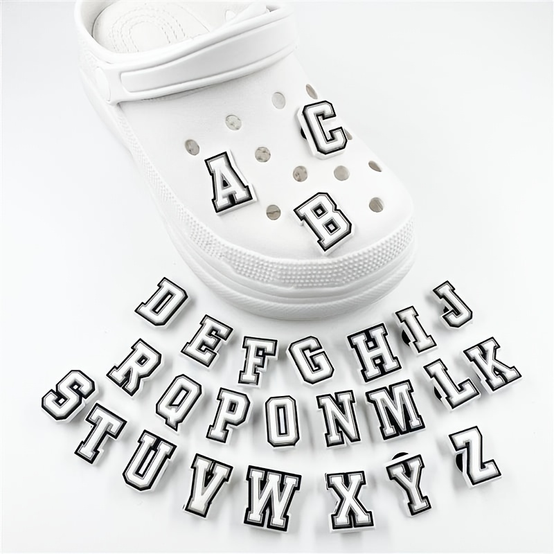 Wholesale 50pcs PVC Shoe Charms White English Letters Accessories