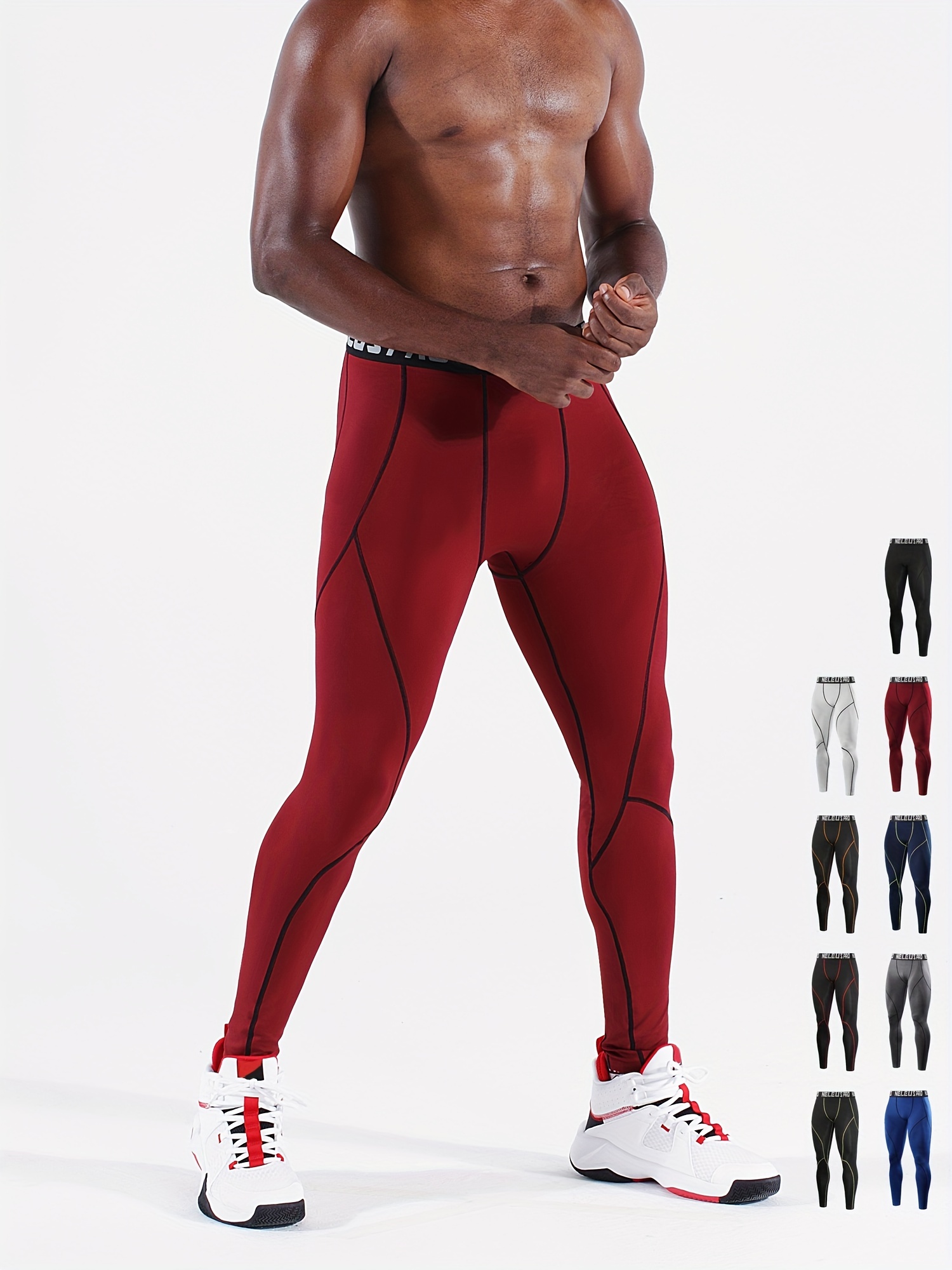 Men Cool Running Tights Sports Leggings Sportswear Yoga Trousers Breathable  Quick Dry Plus Size Fitness Gym Compression Pants Color: as picture, Size:  XXL