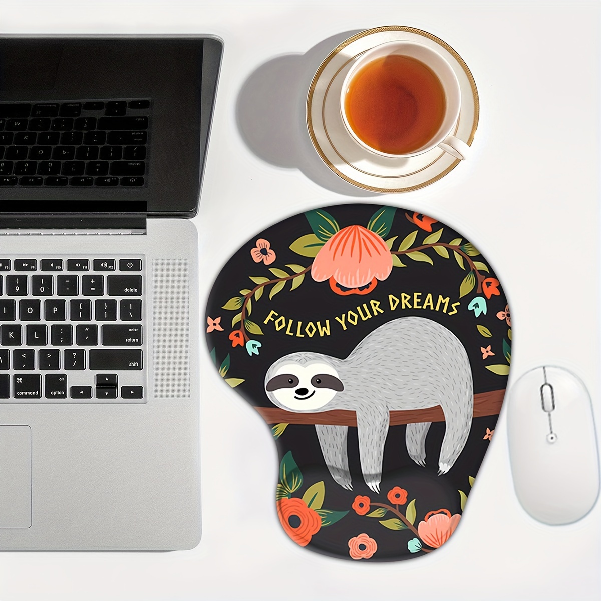 

1pc Wrist Support Mouse Pad, Mouse Pad With Wrist Guard, Washable Lycra Cloth Non-slip Rubber Base Mouse Pad, Silicone Wrist Support, Computer Office Mouse Pad