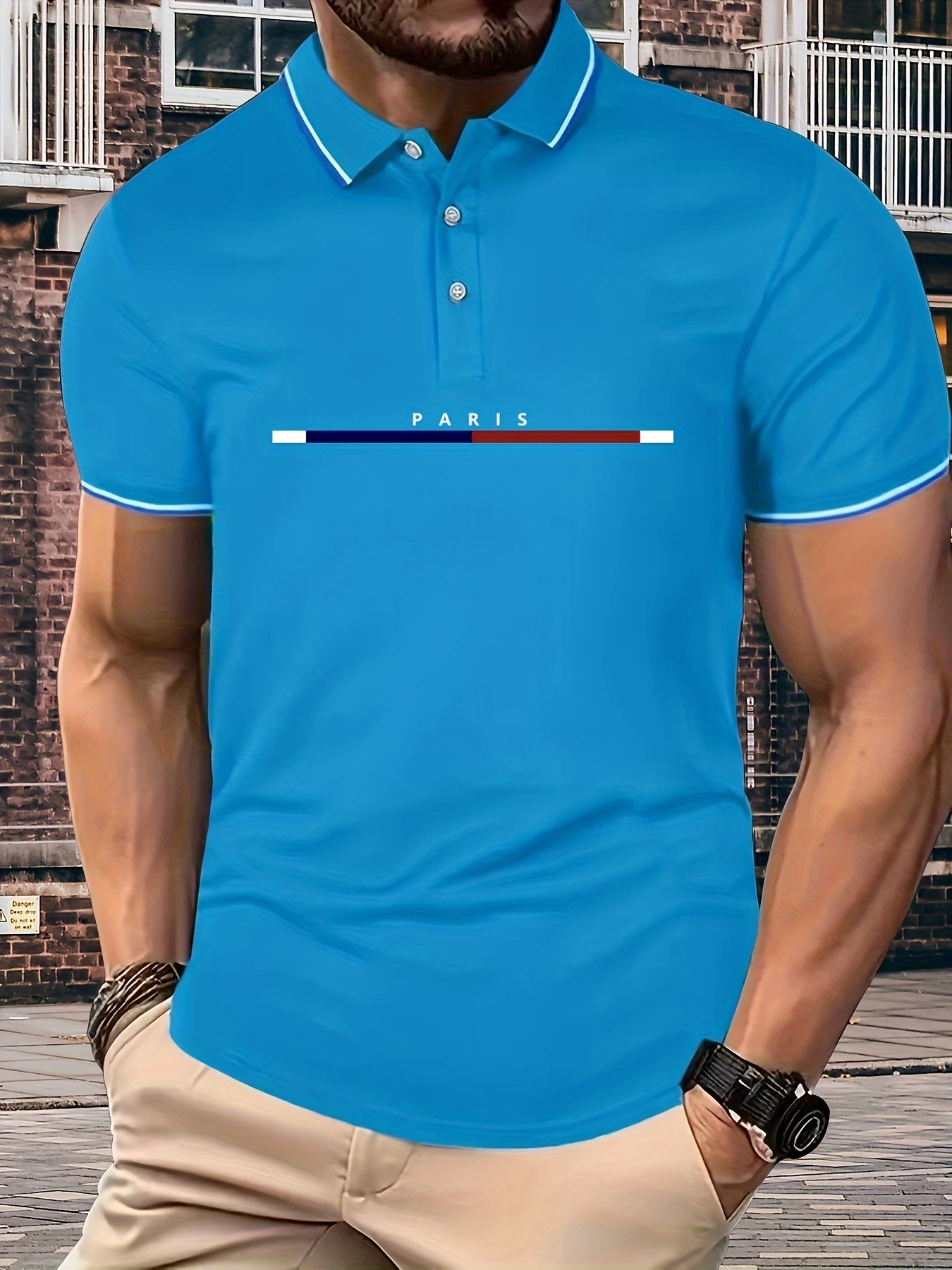 Camisa casual masculina de manga curta com lapela, camisa masculina com estilo de contraste para golfe de verão detalhes 15