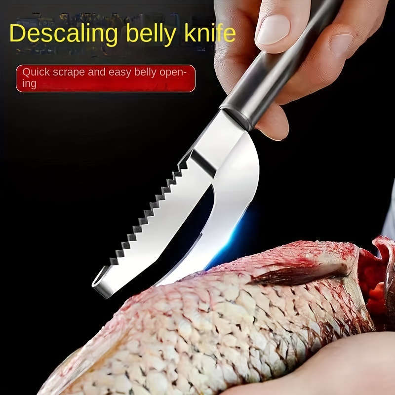 Fish Scale Knife Cut Scrape Dig 3-in-1 Tool, Stainless Steel Peelers  Scraping Boning Filleting, Fish Peeler Open Belly and Dig Out Fish Cleaner  Tool (1) : : Home