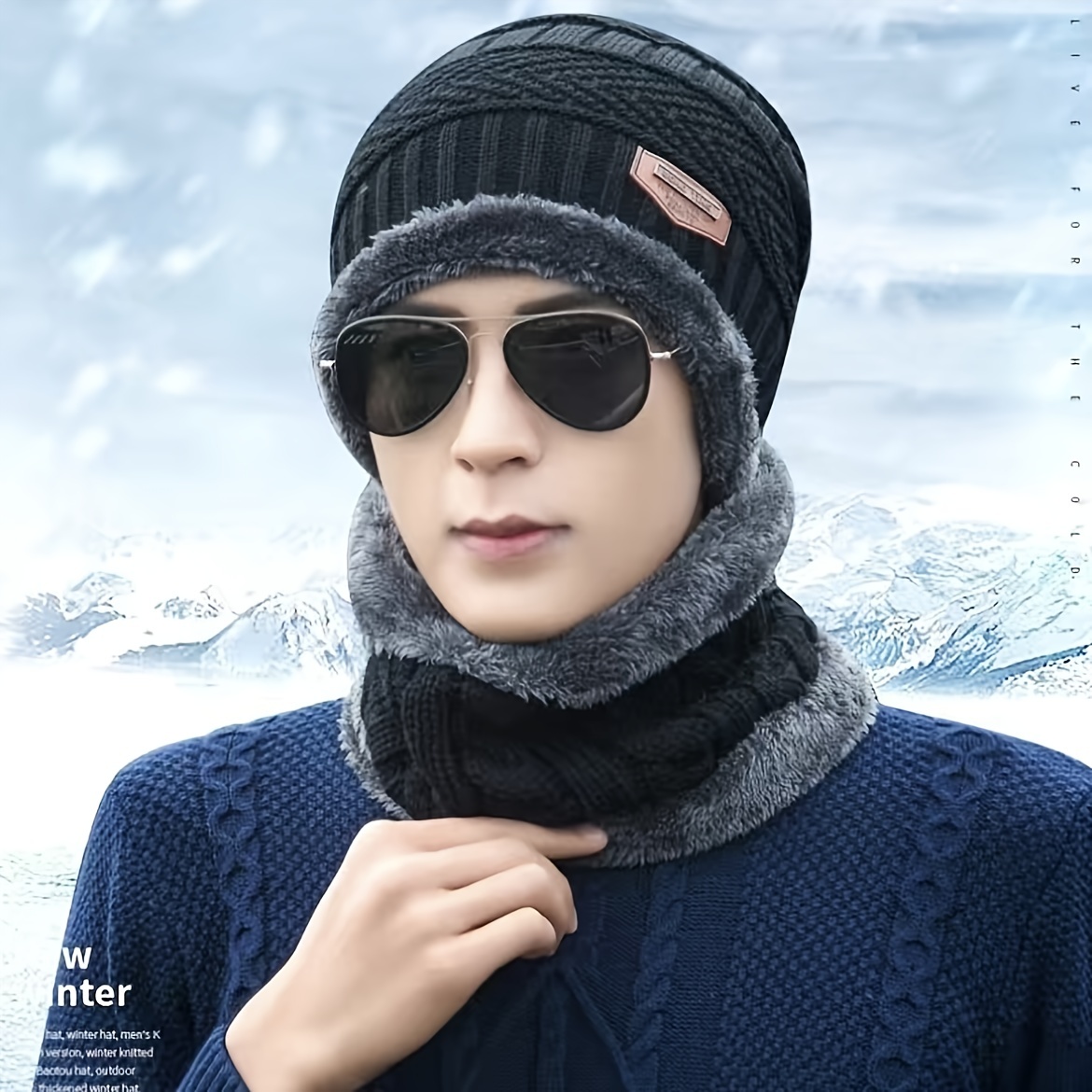 Winter Knitted Rabbit Ears Beanie Cap Warm Cycling Ski Mask Universal Size  Trendy Winter Warm Cap 