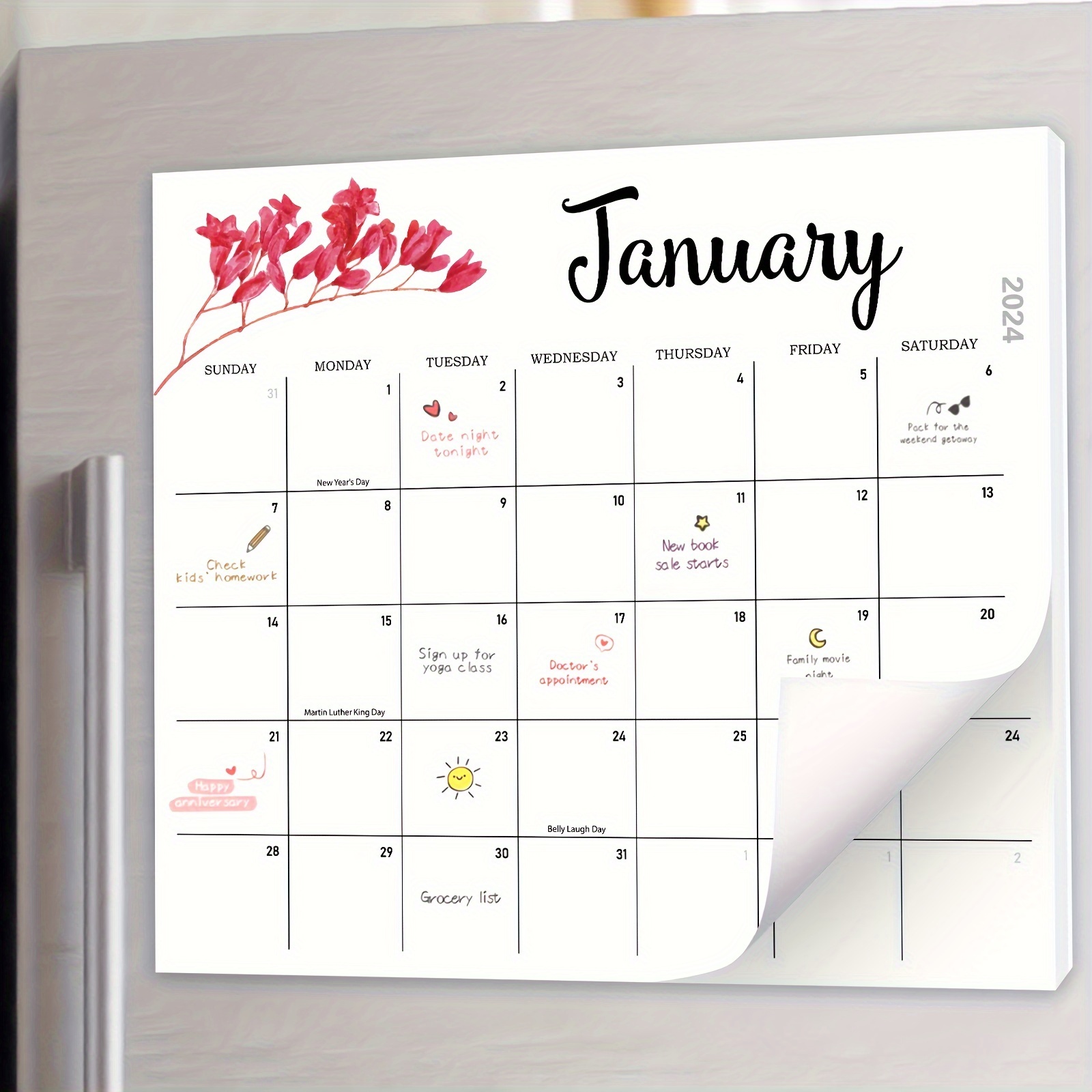 1pc effaçable planificateur d'horaire familial acrylique calendrier tableau  mural hebdomadaire facile à installer