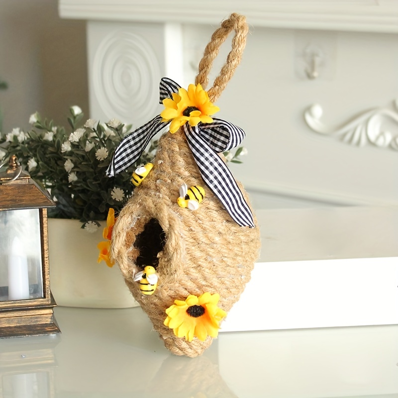 Honey Bee Hive Decor Bumble Bee Decorations Mini Jute Beehive