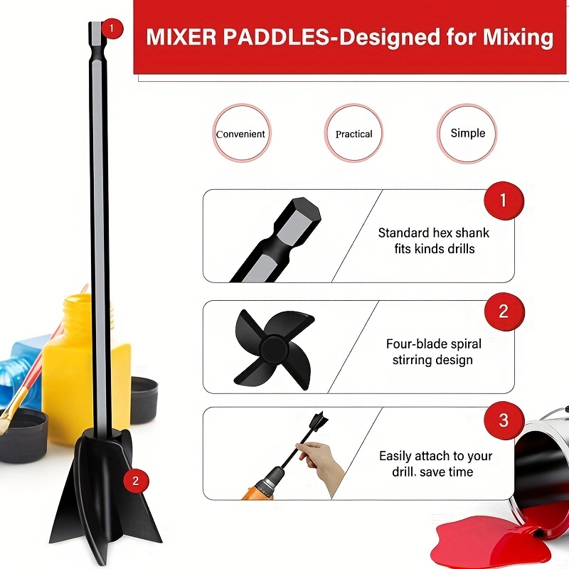 Resin Mixer Paddles Epoxy Mixer Attachment Reusable Paint - Temu