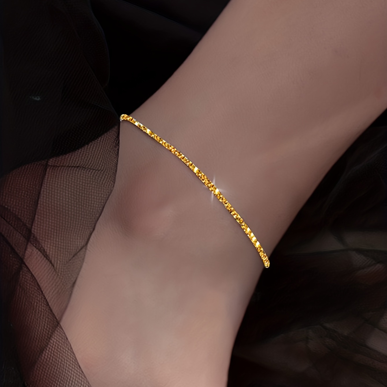 

Luxury Copper Thin Chain Anklet Minimalist Ankle Bracelet For Women Daily Wear